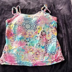 Vibrant Floral Women's Underwire Tankini /Solid bottom